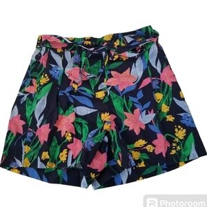 J. Crew Floral Tie-Waist Cotton Poplin Shorts Size 2